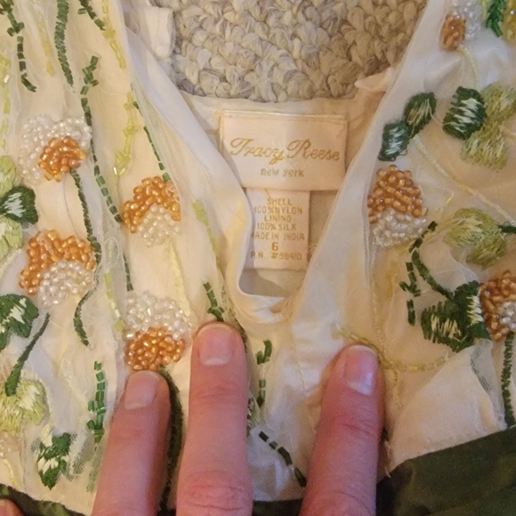 Tracy Reese Cream and Green Embroidered Dress MAKE AN OFFER 😉 💗 - Picture 11 of 12